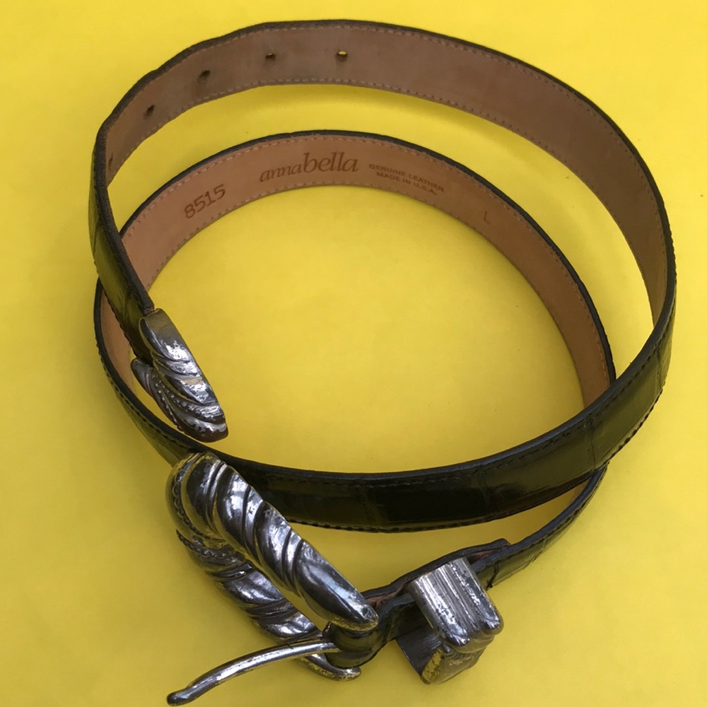 Vintage black/silver leather belt - Picture 6 of 10